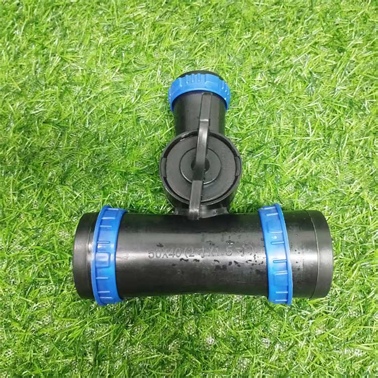 50mm to 40mm Irrigation Tee Valve with Ring Lock Raises Standard for Global Green Water-Saving Irrigation Fittings